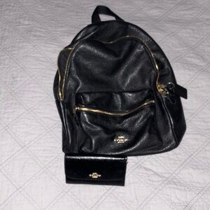 Leather coach bag pack and wallet